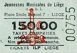 Golden Earring show  ticket_755 Liege - Salle du Conservatoire November 16 1973